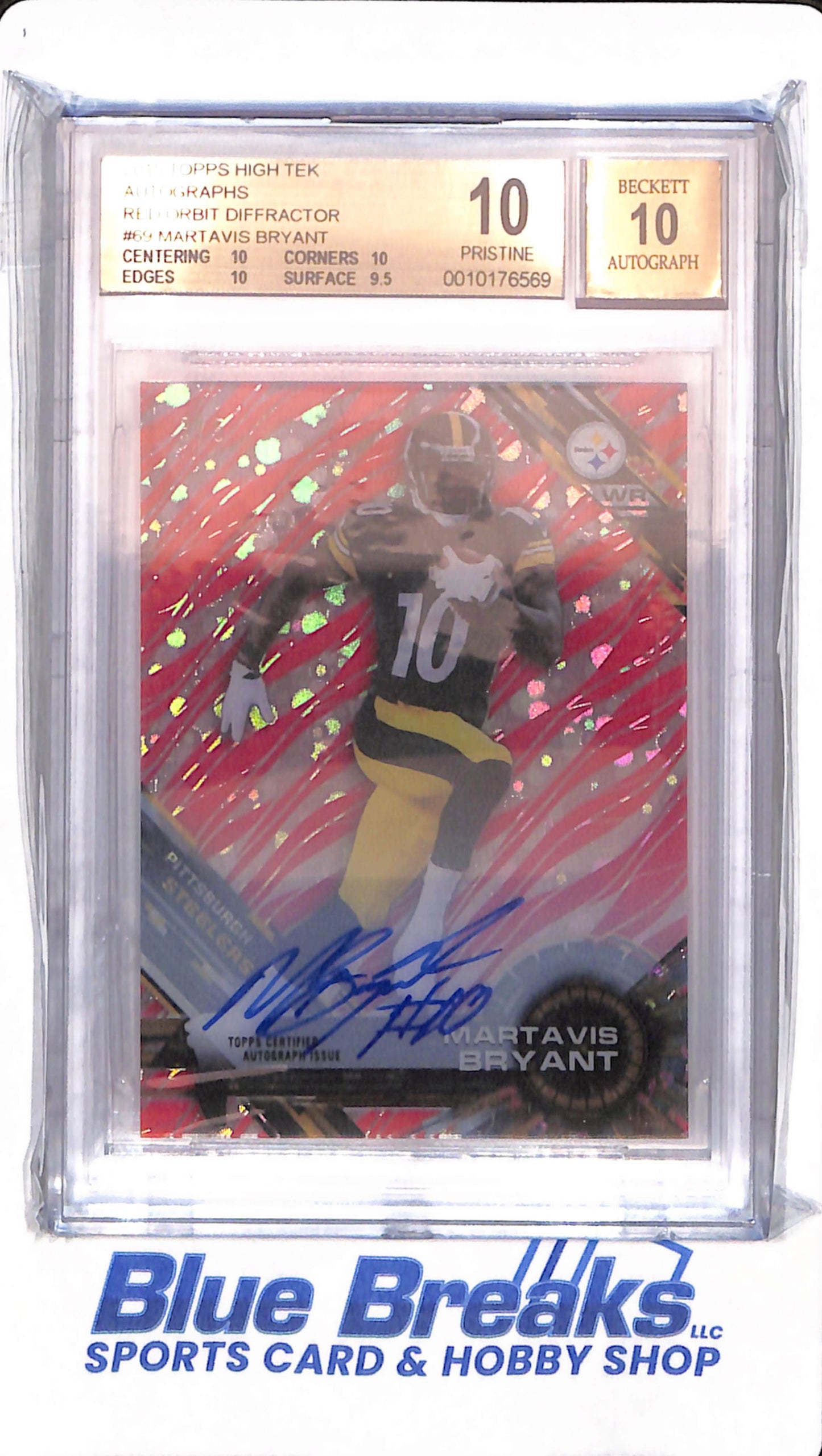 2015 Topps High Tek - Martinis Bryant - # 69 - Pittsburgh Steelers - Football - Red Orbit Diffractor - Autographed - Beckett Pristine 10