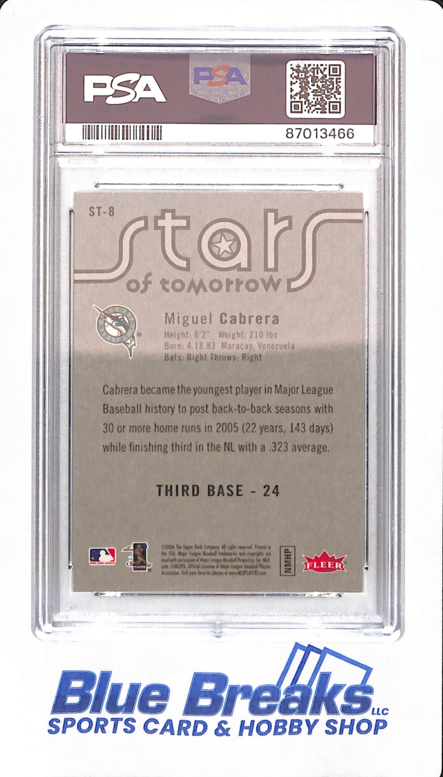 2006 Fleer - Miguel Cabrera - # ST-8 - PSA 10 - Baseball - Stars of Tomorrow - Florida Marlins