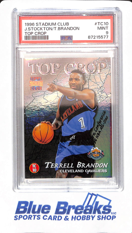 1996 Stadium Club - John Stockton / Terrell Brandon - Utah Jazz / Cleveland Cavaliers - Basketball - # TC10 - PSA 9 - Top Crop