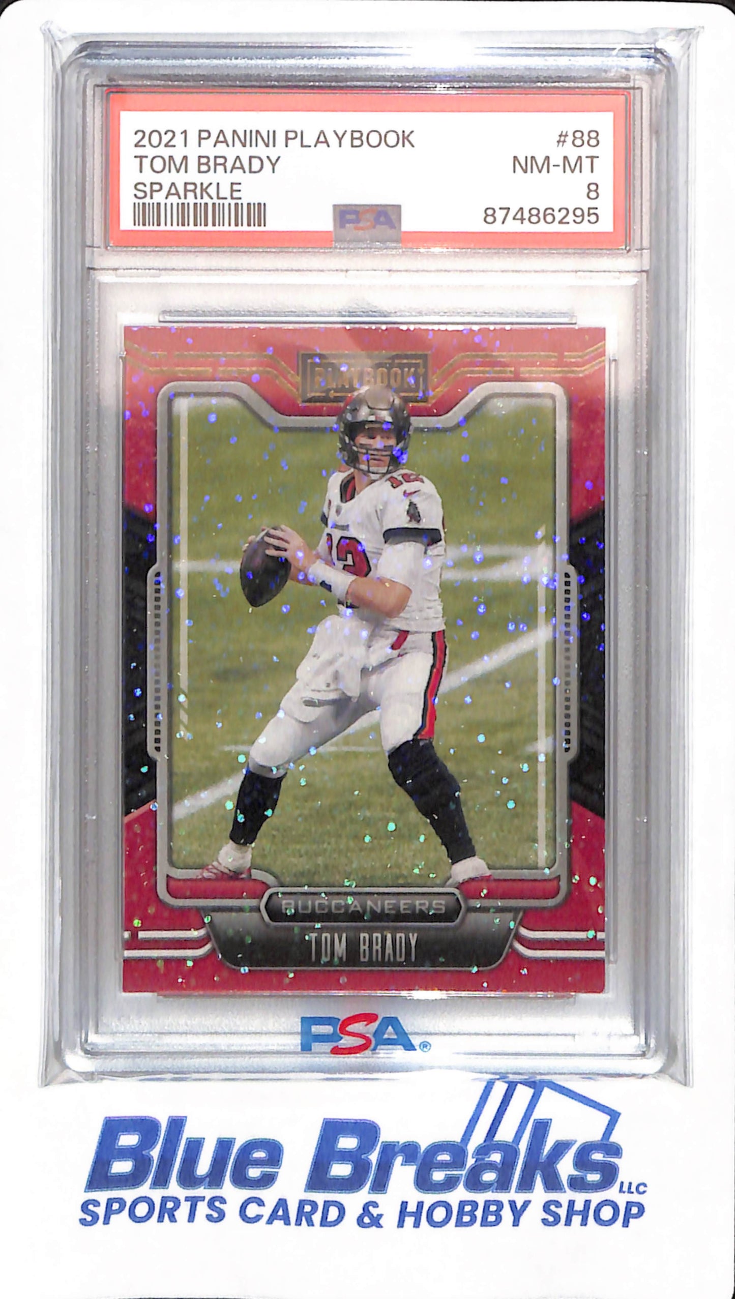 2021 Panini Playbook - Tom Brady - # 88 - Football - Tampa Bay Buccaneers - Sparkle - PSA 8