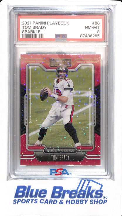 2021 Panini Playbook - Tom Brady - # 88 - Football - Tampa Bay Buccaneers - Sparkle - PSA 8