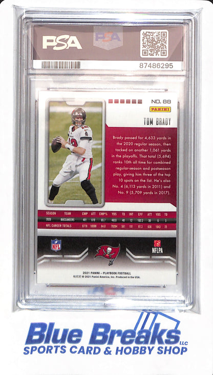 2021 Panini Playbook - Tom Brady - # 88 - Football - Tampa Bay Buccaneers - Sparkle - PSA 8