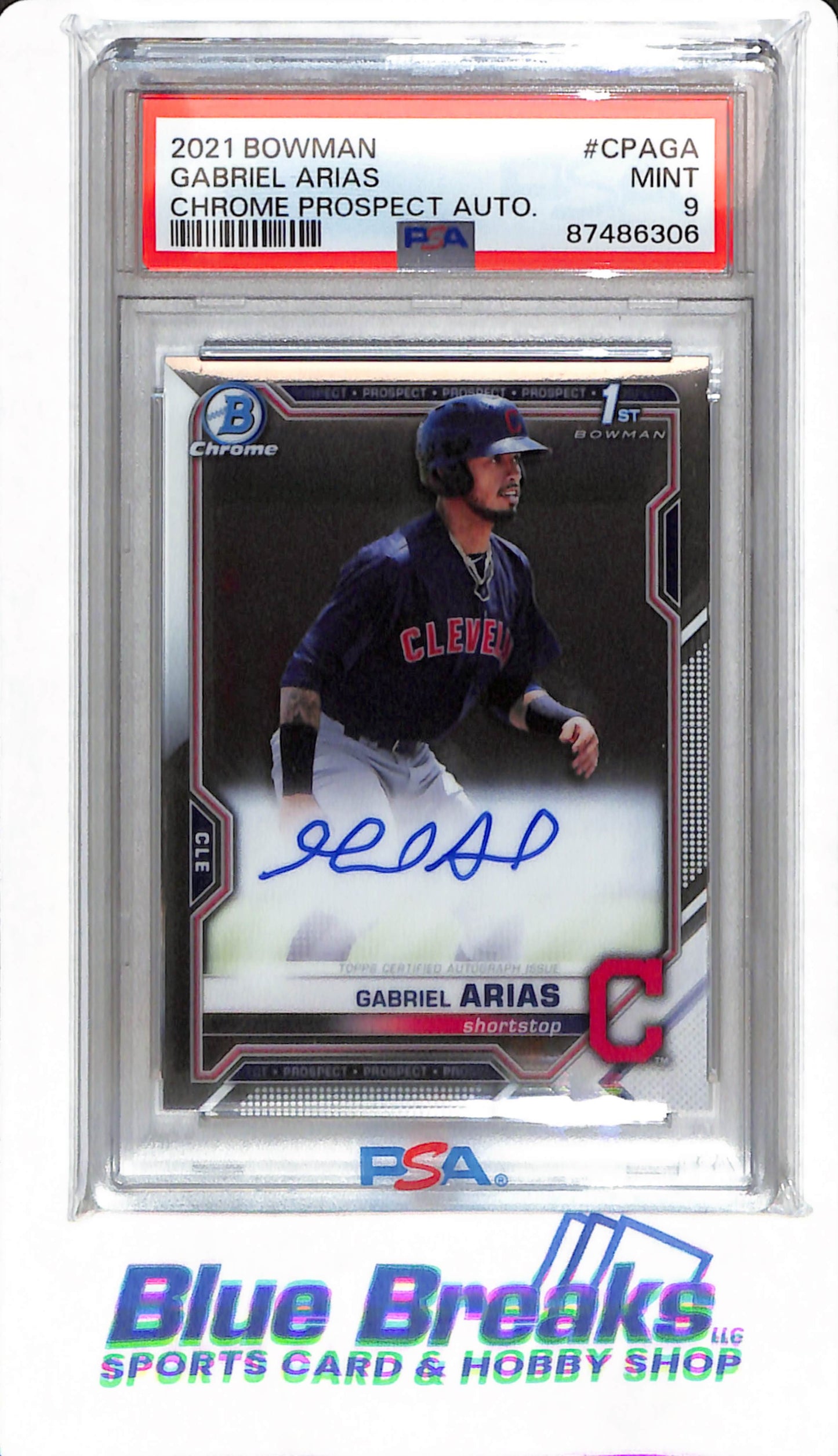 2021 Bowman - Gabriel Arias - #CPAGA - PSA 9 - Cleveland Indians / Guardians - Baseball - Chrome Propect Auto