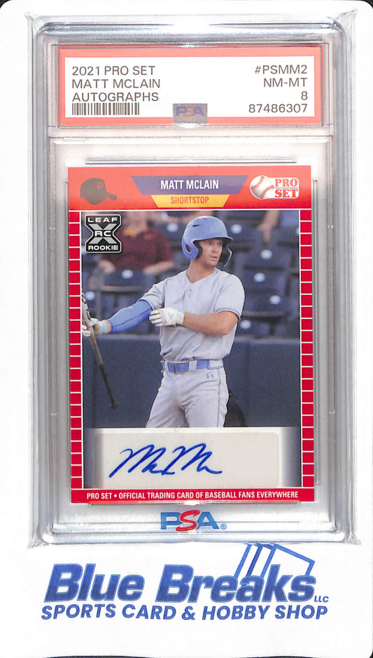 2021 Pro Set - Matt McLain - # PSMM2 - Baseball - UCLA Bruins - Cincinnati Reds - PSA 8 - Autographed