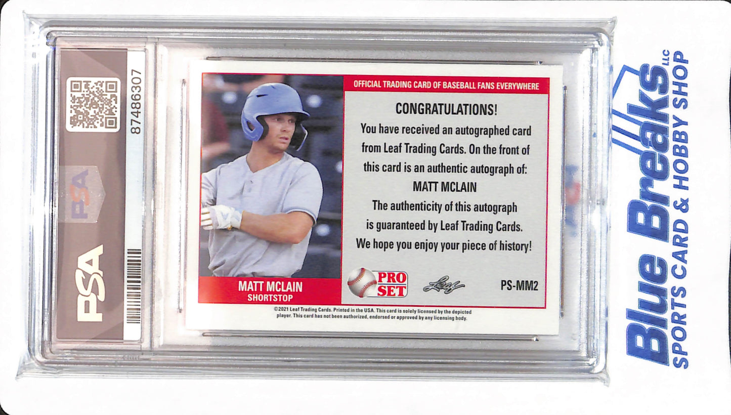 2021 Pro Set - Matt McLain - # PSMM2 - Baseball - UCLA Bruins - Cincinnati Reds - PSA 8 - Autographed