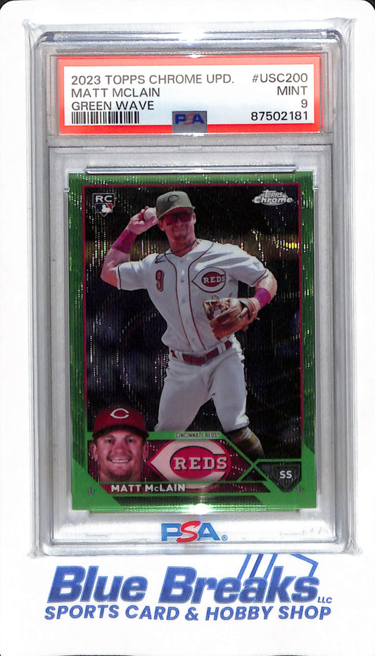 2023 Topps Chrome Update - Matt McLain - # USC200 - PSA 9 - Baseball - Cincinnati Reds - Green Wave - 42/99