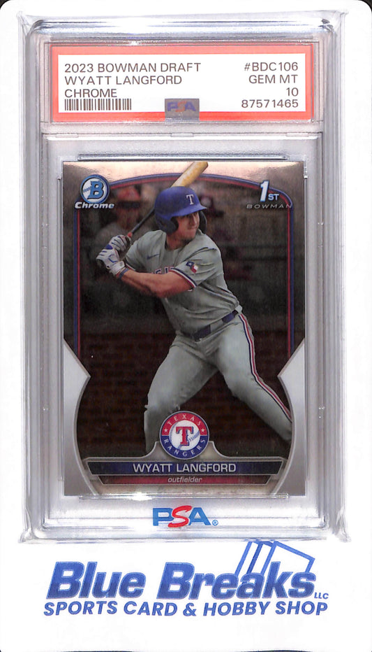 2023 Bowman Draft - Wyatt Langford - # BDC106 - Texas Rangers - PSA 10 - Baseball - Chrome