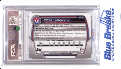 2023 Bowman Draft - Wyatt Langford - # BDC106 - Texas Rangers - PSA 10 - Baseball - Chrome