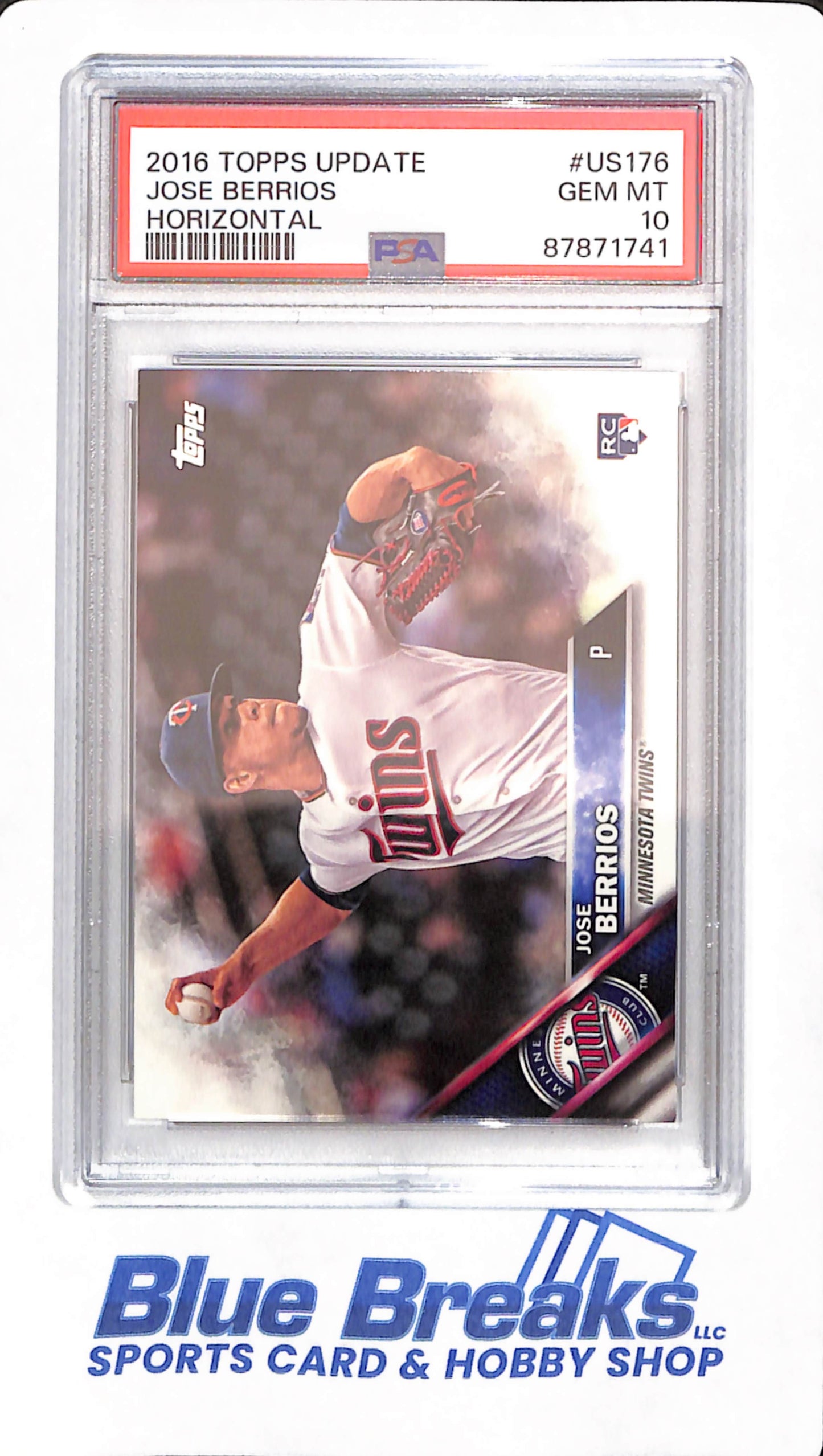 2016 Topps Update - Jose Berrios - # US176 - Baseball - PSA 10 - Minnesota Twins - Rookie - Horizontal