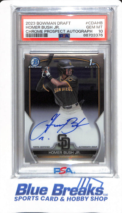 2023 Bowman Draft - Homer Bush Jr - # CDAHB - PSA 10 - San Diego Padres - Baseball - Chrome Prospect Autographed