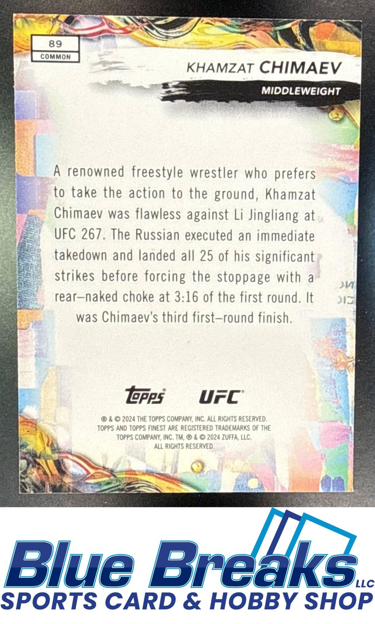 2024 Topps Finest UFC Gold Refractor Khamzat Chimaev 15/50 #89 Common