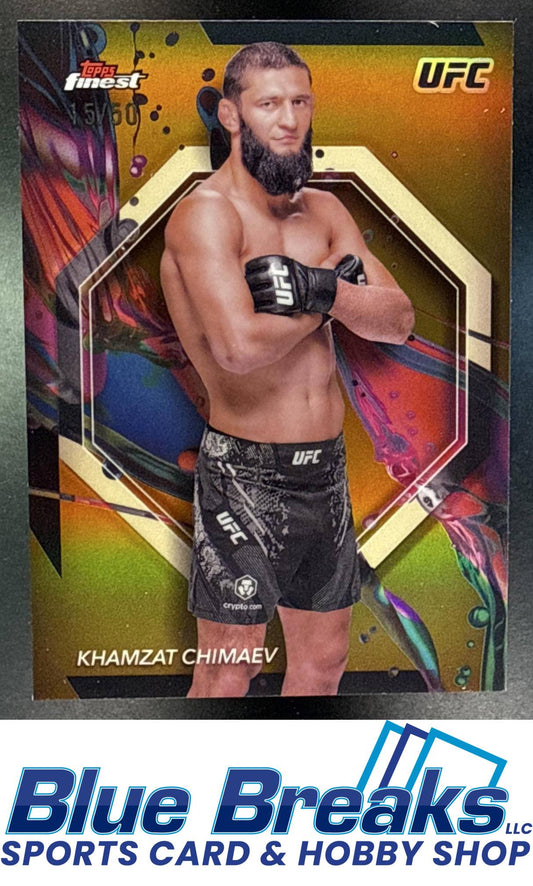 2024 Topps Finest UFC Gold Refractor Khamzat Chimaev 15/50 #89 Common