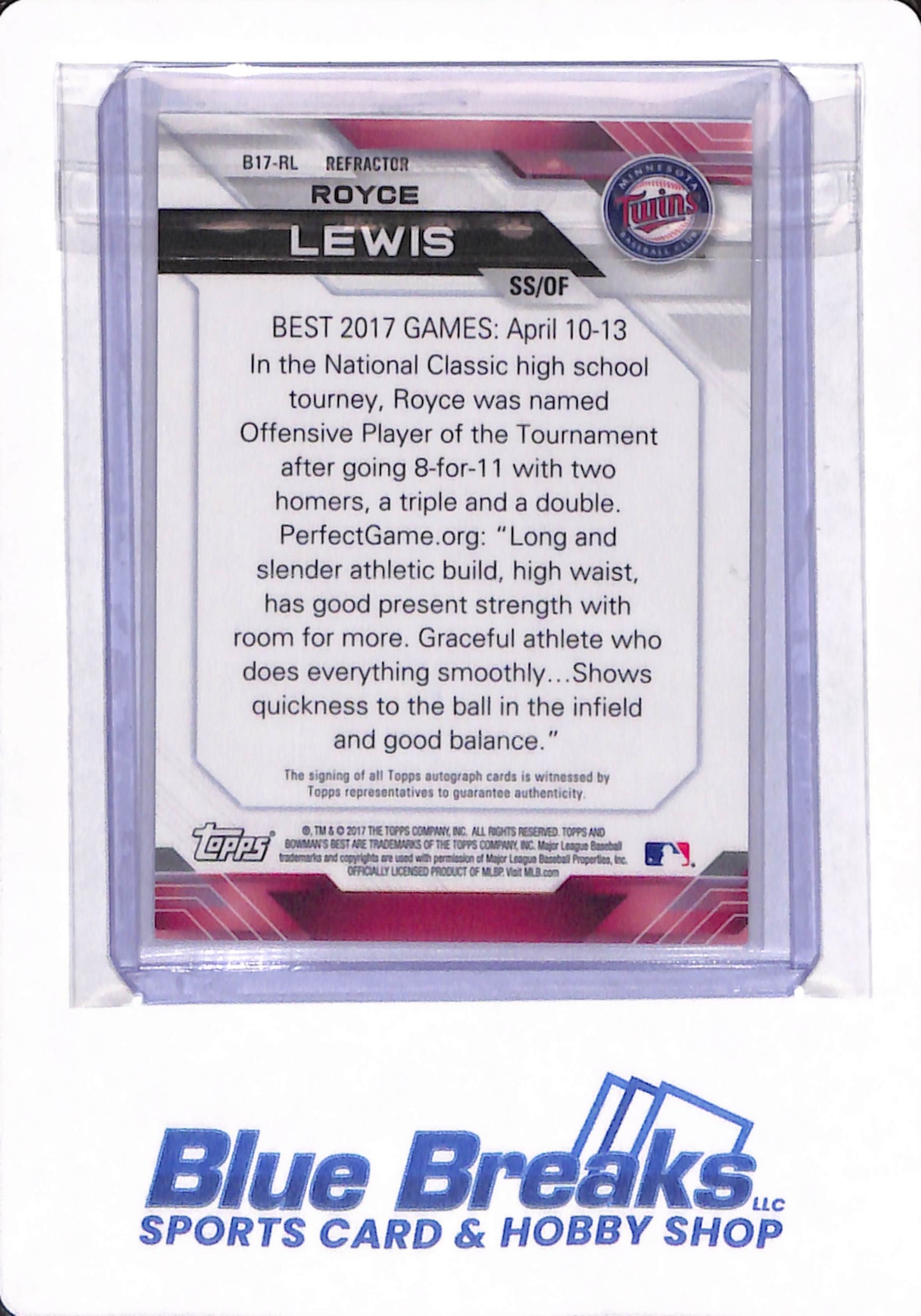 2017 Topps Bowman's Best - Royce Lewis - # B17-RL - Minnesota Twins - Baseball  - Autographed - Refractor