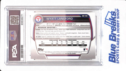 2023 Bowman Draft - Wyatt Langford - Texas Rangers - Baseball - # BD106 - PSA 10