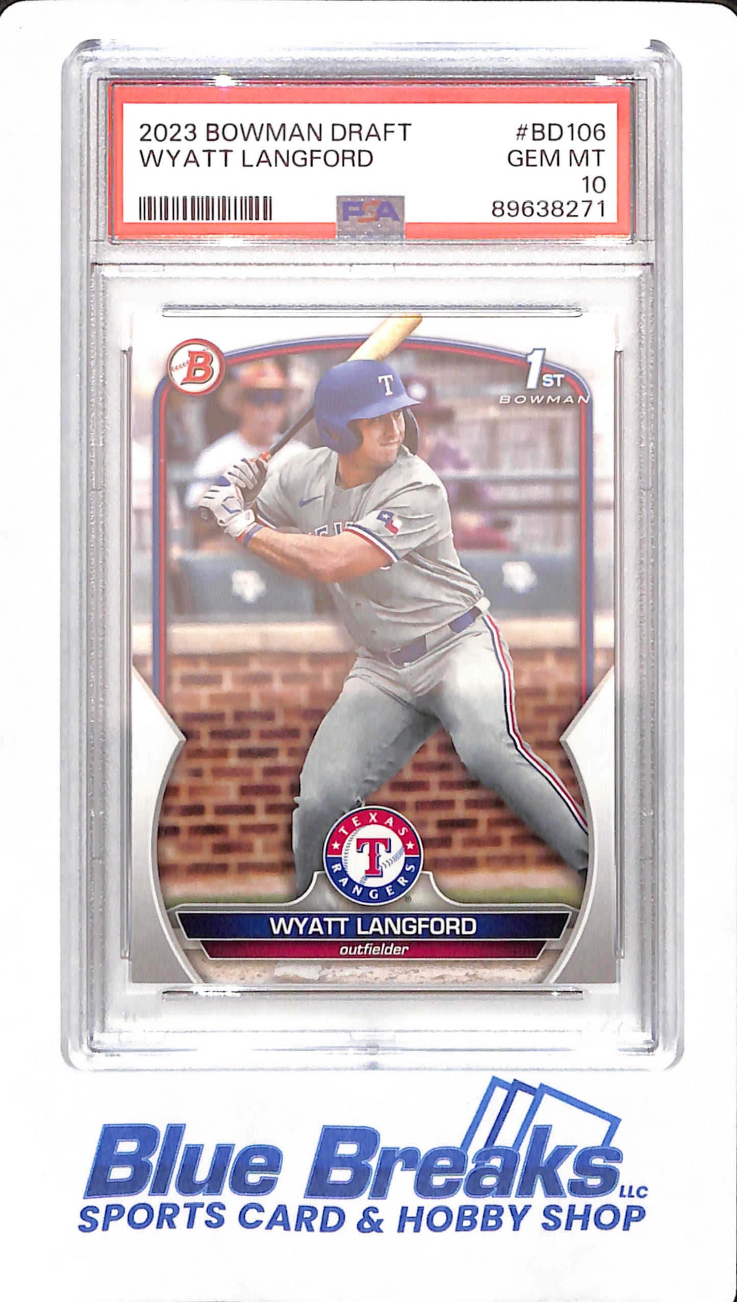 2023 Bowman Draft - Wyatt Langford - Texas Rangers - Baseball - # BD106 - PSA 10