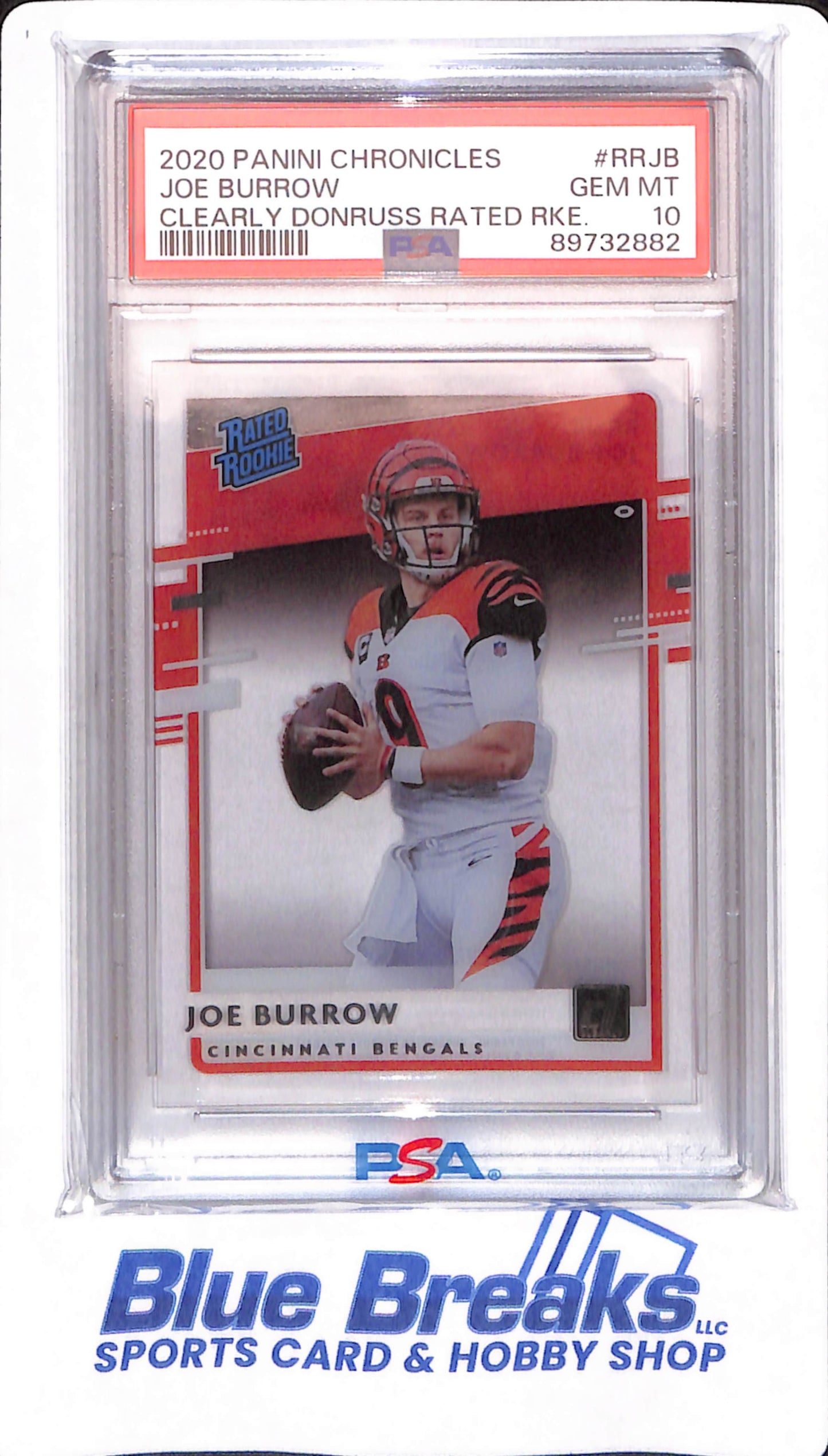 2020 Panini Chronicles - Joe Burrow - # RRJB - PSA 10 - Football - Cincinnati Bengals - Clearly Donruss Rated Rookie