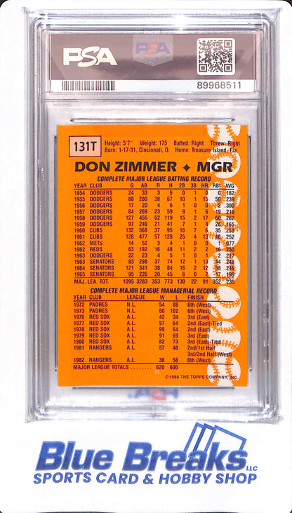 1988 Topps Traded - Don Zimmer - #131T - PSA 9 - Chicago Cubs - Tiffany - Baseball