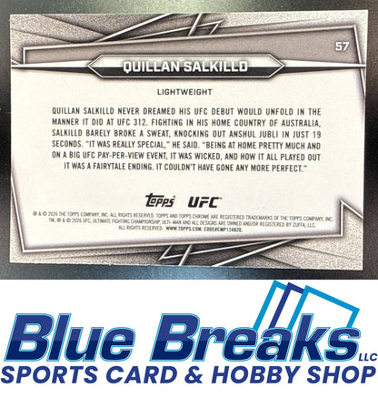 2026 Topps Chrome Sapphire UFC Quillan Salkilld #57g RC