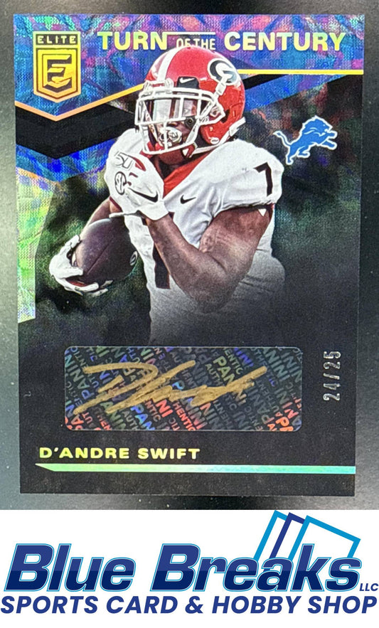 2020 Panini Donruss Elite D Andre Swift #TC-DS Turn of the Century Auto Orange 24/25 RC Detroit Lions