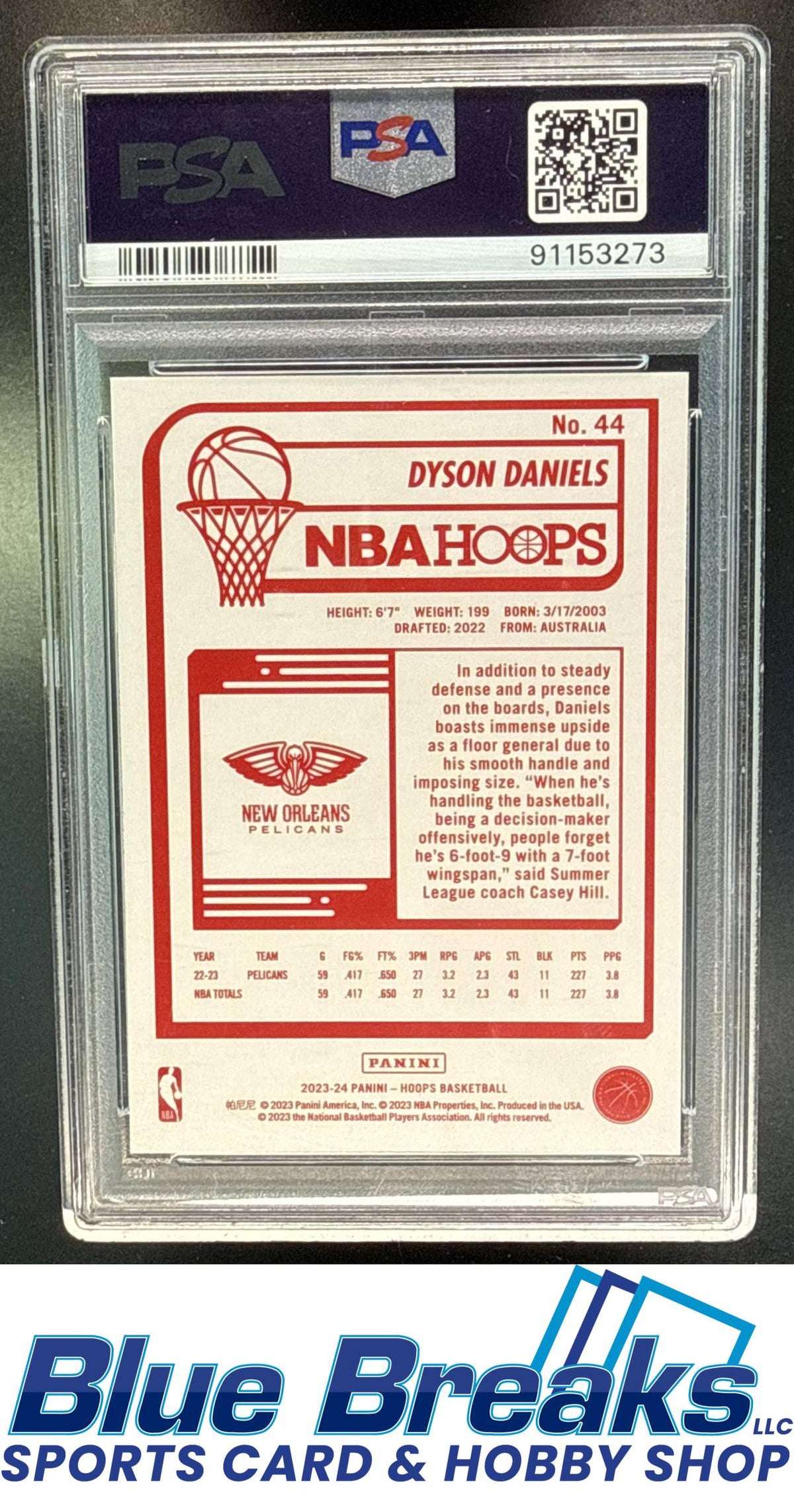 2023 Panini Hoops Dyson Daniels #44 Red Backs PSA 10 New Orleans Pelicans