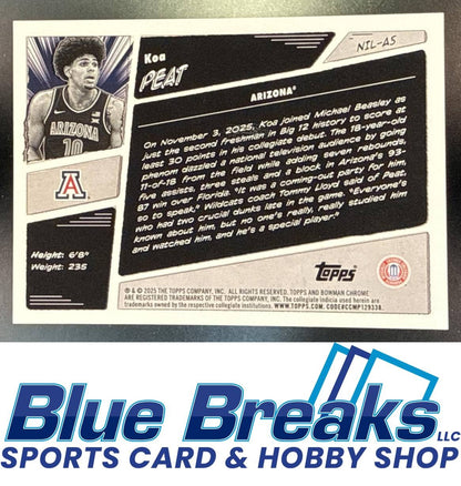 2025-26 Bowman Anime NIL Koa Peat [RC] #NIL-A5 SSP Arizona Wildcats