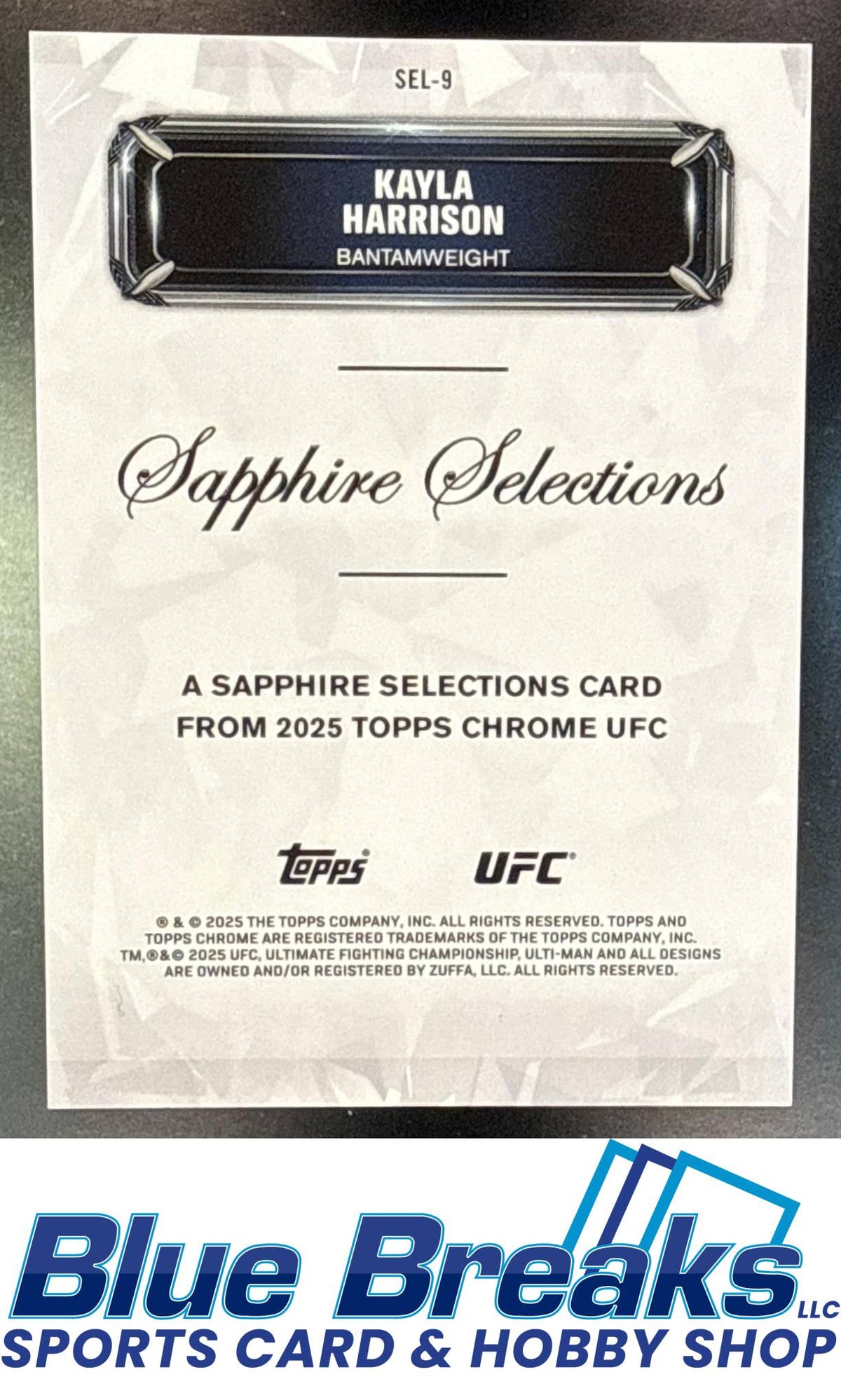 2025 Topps UFC Chrome Sapphire Selections Kayla Harrison #SEL-9a