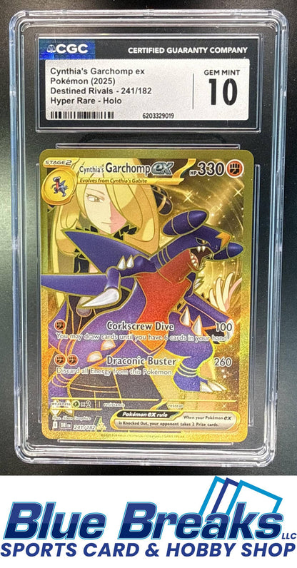 2025 Pokemon Destined Rivals Cynthia's Garchomp ex Hyper Rare Holo #241/182 CGC 10