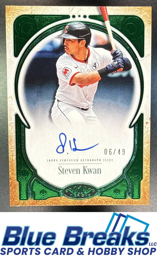 2026 Topps Tier One Steven Kwan #PPA-SK Prime Performers Auto Green Foil 06/49 Cleveland Guardians