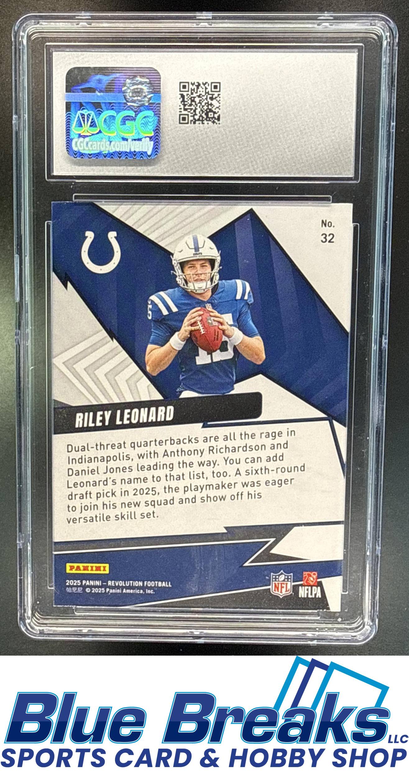 2025 Panini Revolution Shock Wave Riley Leonard RC #32 CGC 9 Indianapolis Colts