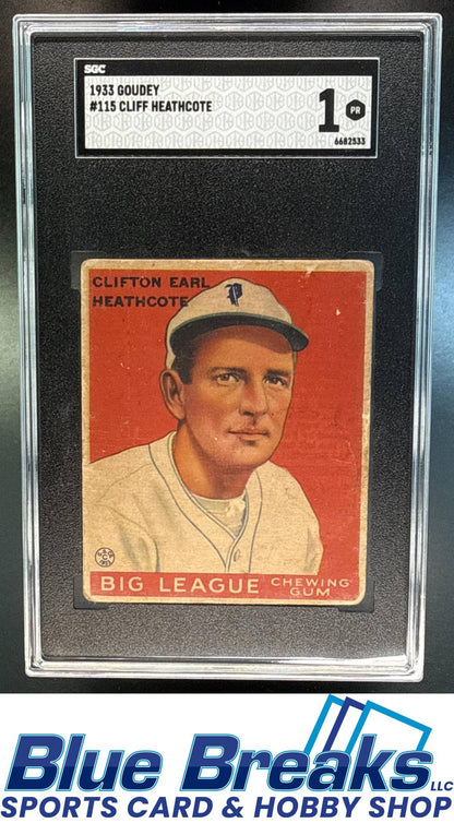 1933 Goudey R319 Cliff Heathcote [RC] #115 RC SGC 1 Philadelphia Phillies