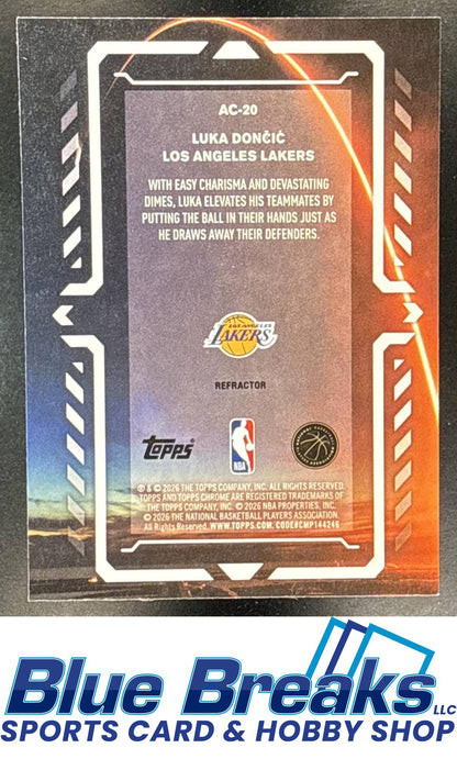2025 Topps Chrome Update Luka Doncic #AC-20 Activators Refractor Los Angeles Lakers