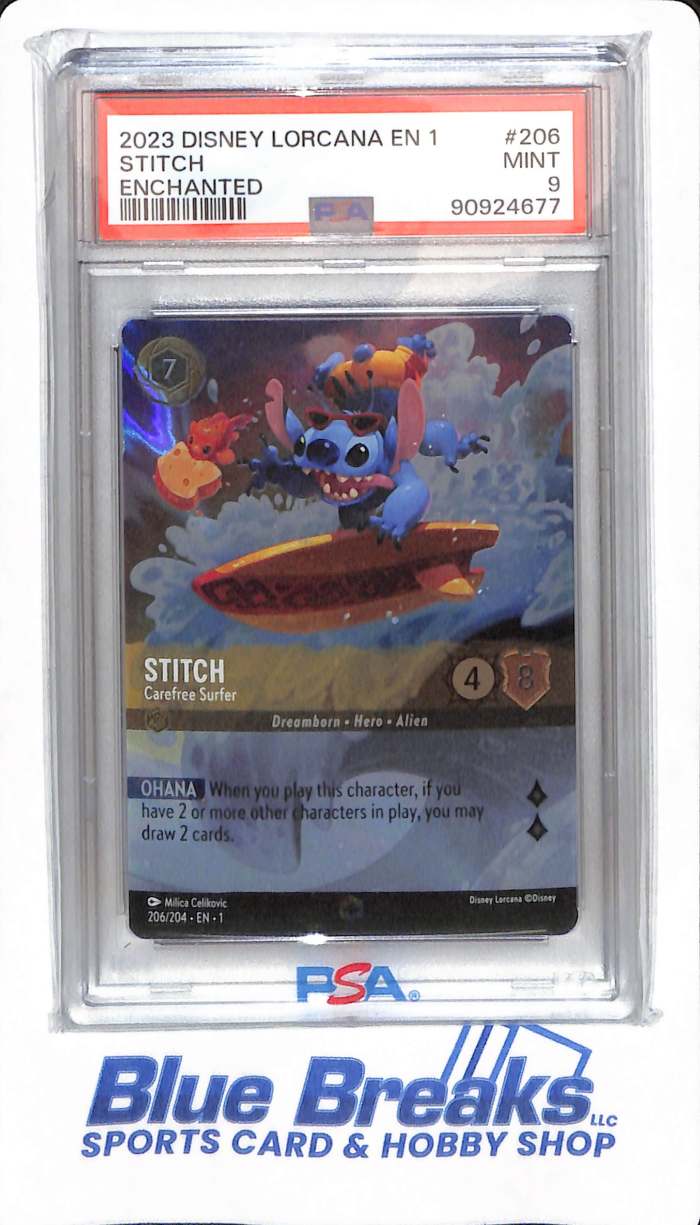 2023 Disney Lorcana - Stitch - #205 - PSA 9 - Enchanted - Lorcana