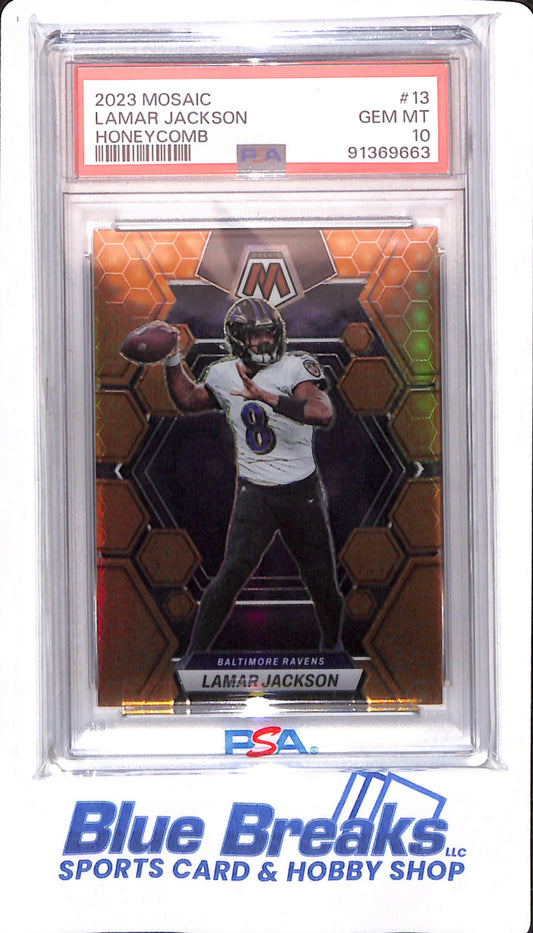 2023 Mosaic - Lamar Jackson - # 13 - PSA 10 - Football - Honeycomb - Baltimore Ravens