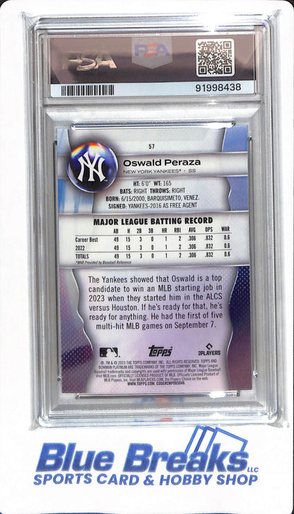 2023 Bowman Platinum - Oswald Peraza - #57 - PSA 9 - New York Yankees - Baseball