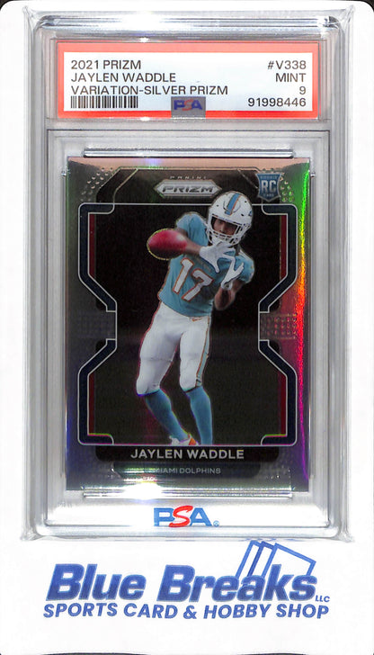 2021 Prizm - Jaylen Waddle - # V338 - PSA 9 - Miami Dolphins - Football - Variation Silver