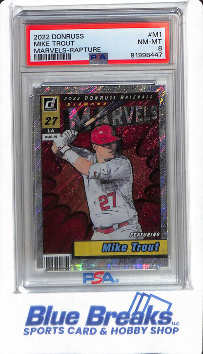 2022 Donruss - Mike Trout - #M1 - PSA 8 - Los Angeles Angels - Baseball - Marvels - Rapture