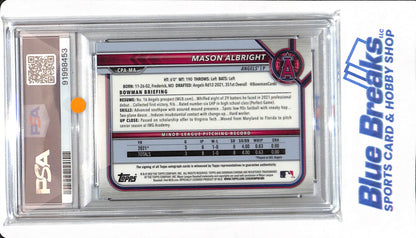 2022 Bowman - Mason Albright - # CAPMA - PSA 9 - Baseball - Los Angeles Angels - Chrome Green Autographed - Refractor - 59/99