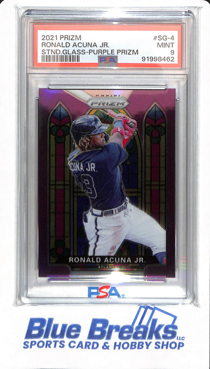 2021 Prizm - Ronald Acuna Jr - # SG-4 - PSA 9 - Atlanta Braves - Baseball - Stained Glass Purple