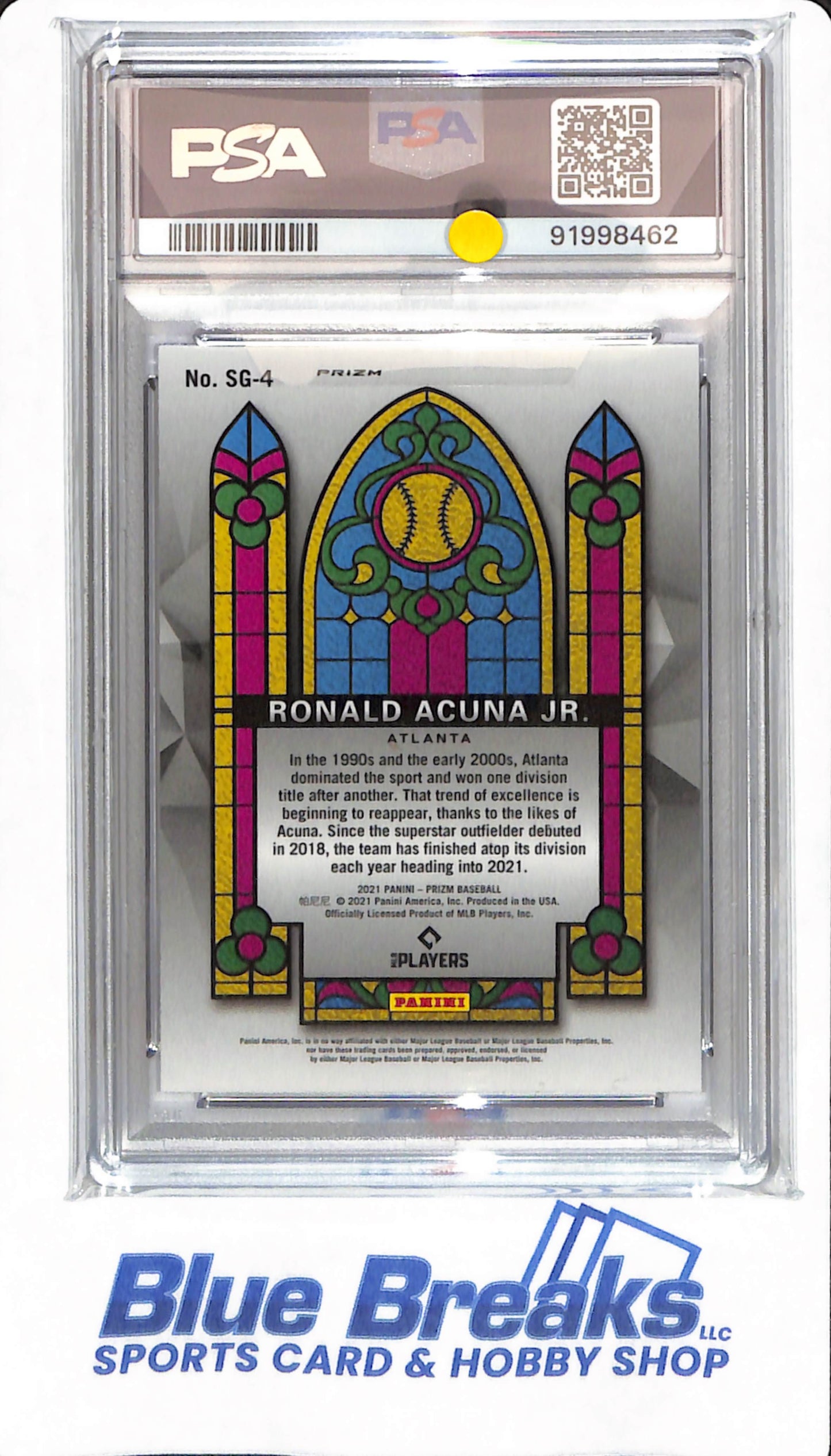 2021 Prizm - Ronald Acuna Jr - # SG-4 - PSA 9 - Atlanta Braves - Baseball - Stained Glass Purple