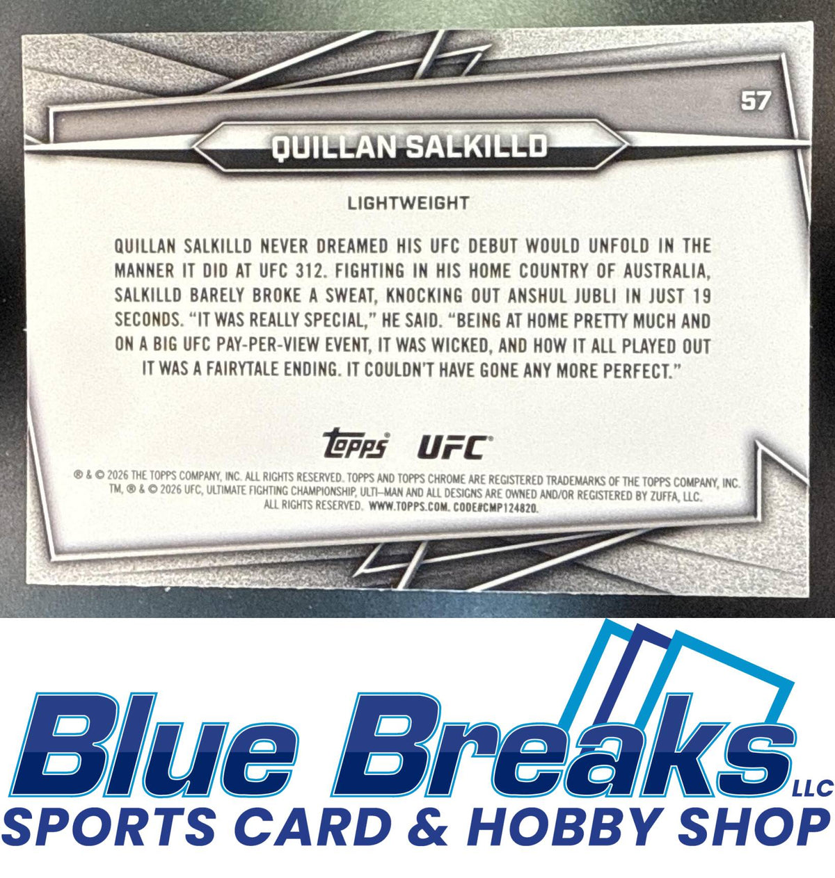 2026 Topps Chrome UFC Geometric Refractor Quillan Salkilld #57a RC