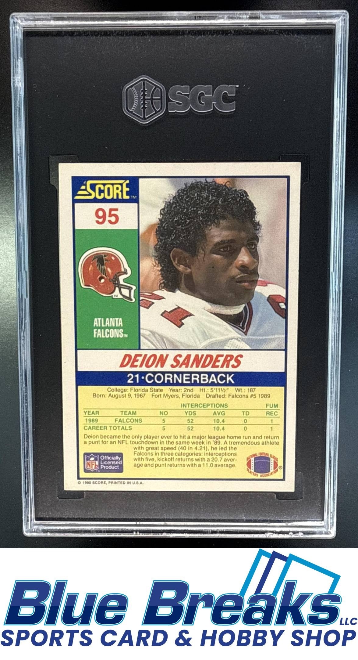 1990 Score Deion Sanders [RC] #95 SGC 8.5 Atlanta Falcons