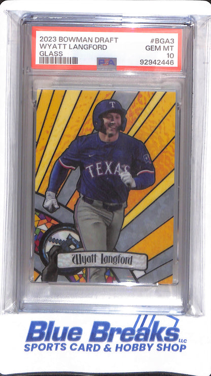 2023 Bowman Draft - Wyatt Langford - # BGA3 - Texas Rangers - PSA 10 - Baseball - Glass