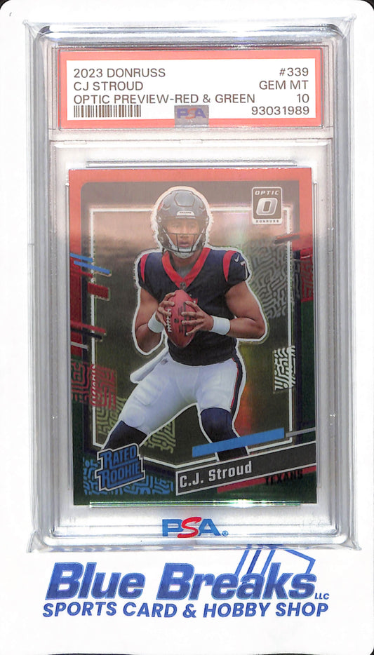 2023 Donruss - CJ Stroud - # 339 - PSA 10 - Football - Houston Texans - Optic Preview - Red & Green