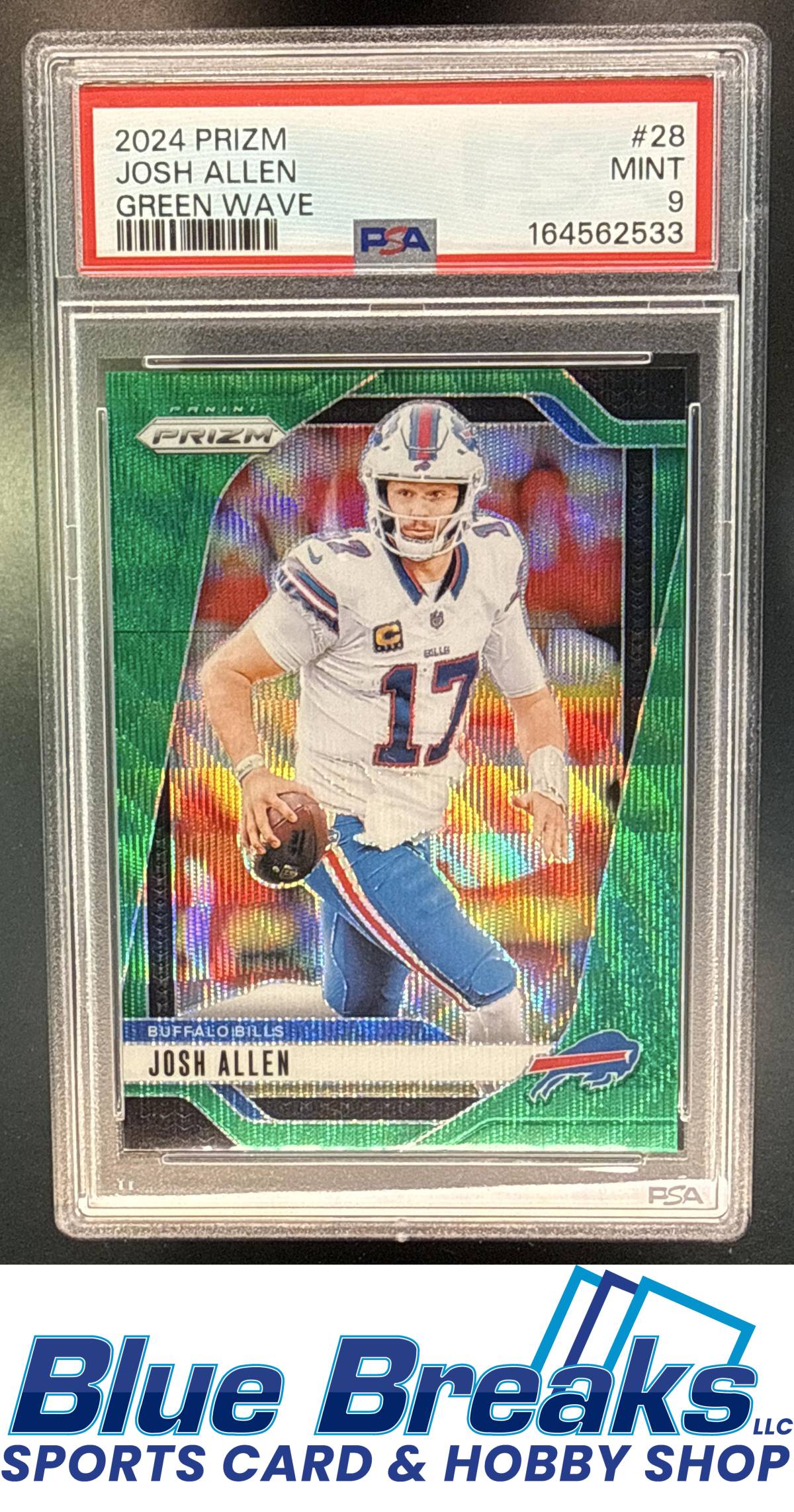 2024 Panini Prizm Green Wave Josh Allen [RC] #28 PSA 9 Buffalo Bills