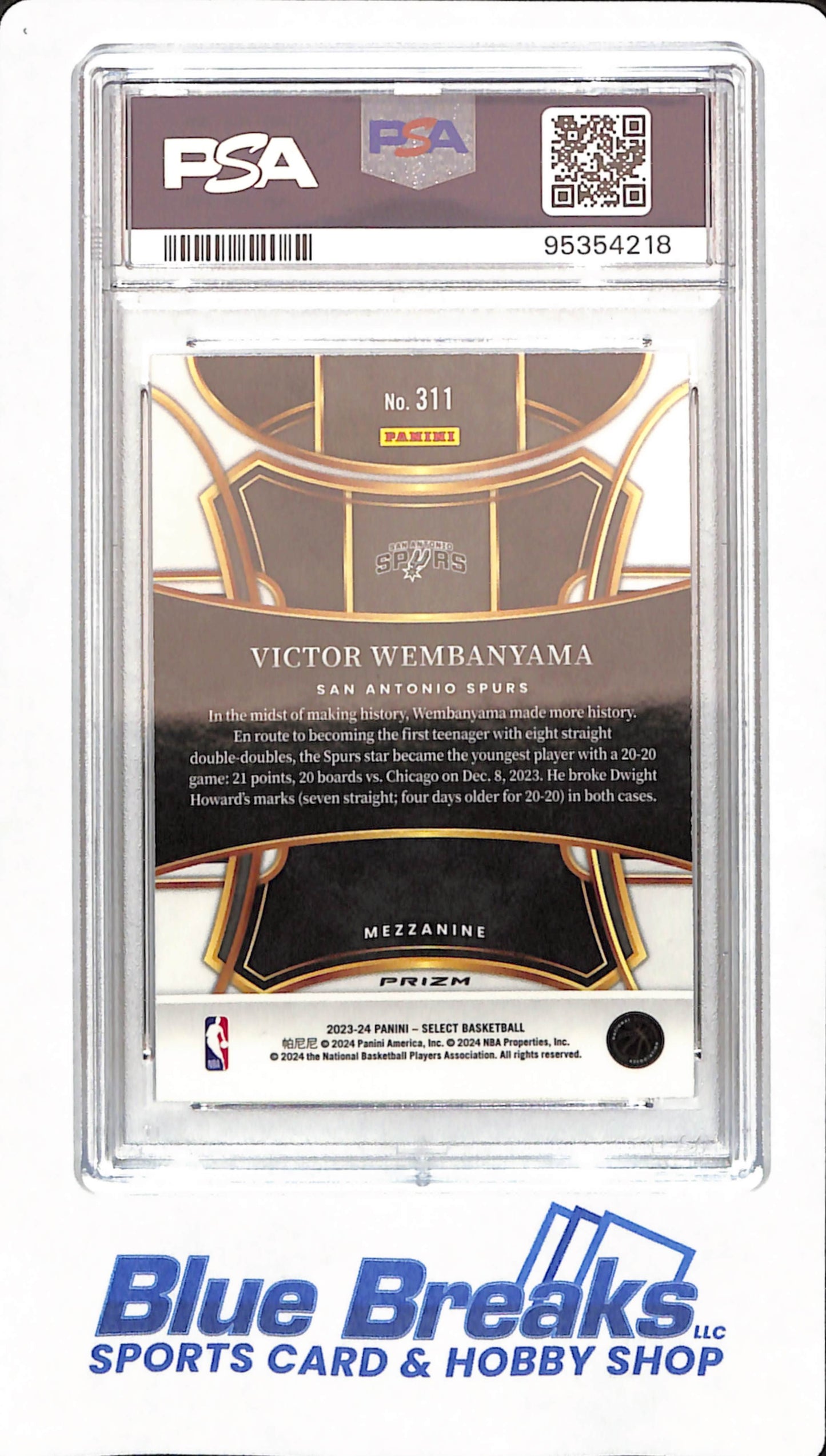 2023 Select - Victor Wembanyama - Basketball - #311 - San Antonio Spurs - Silver Prizm - PSA 10