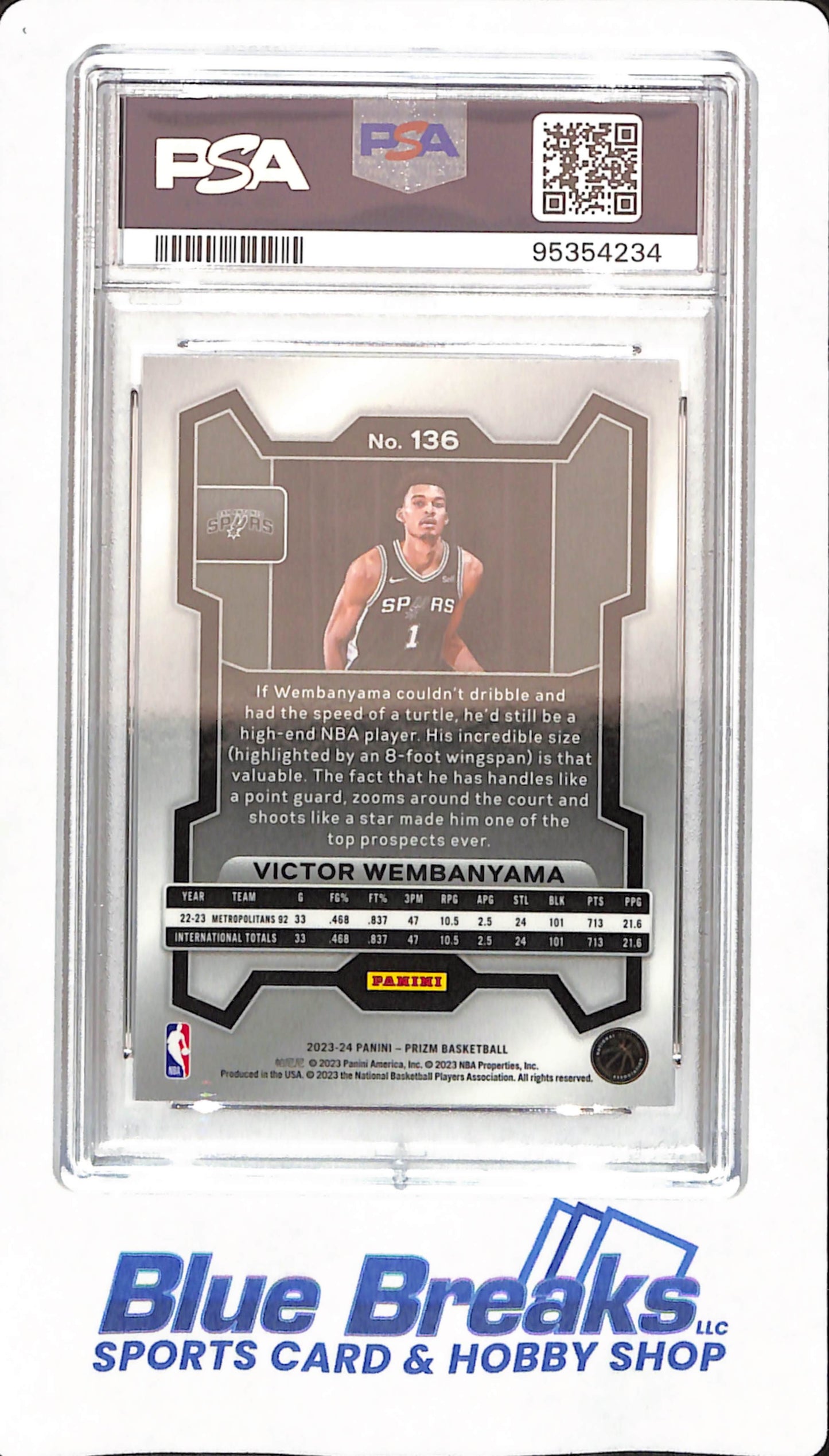 2023 Prizm - Victor Wembanyama - #136 - PSA 10 - Basketball - San Antonio Spurs