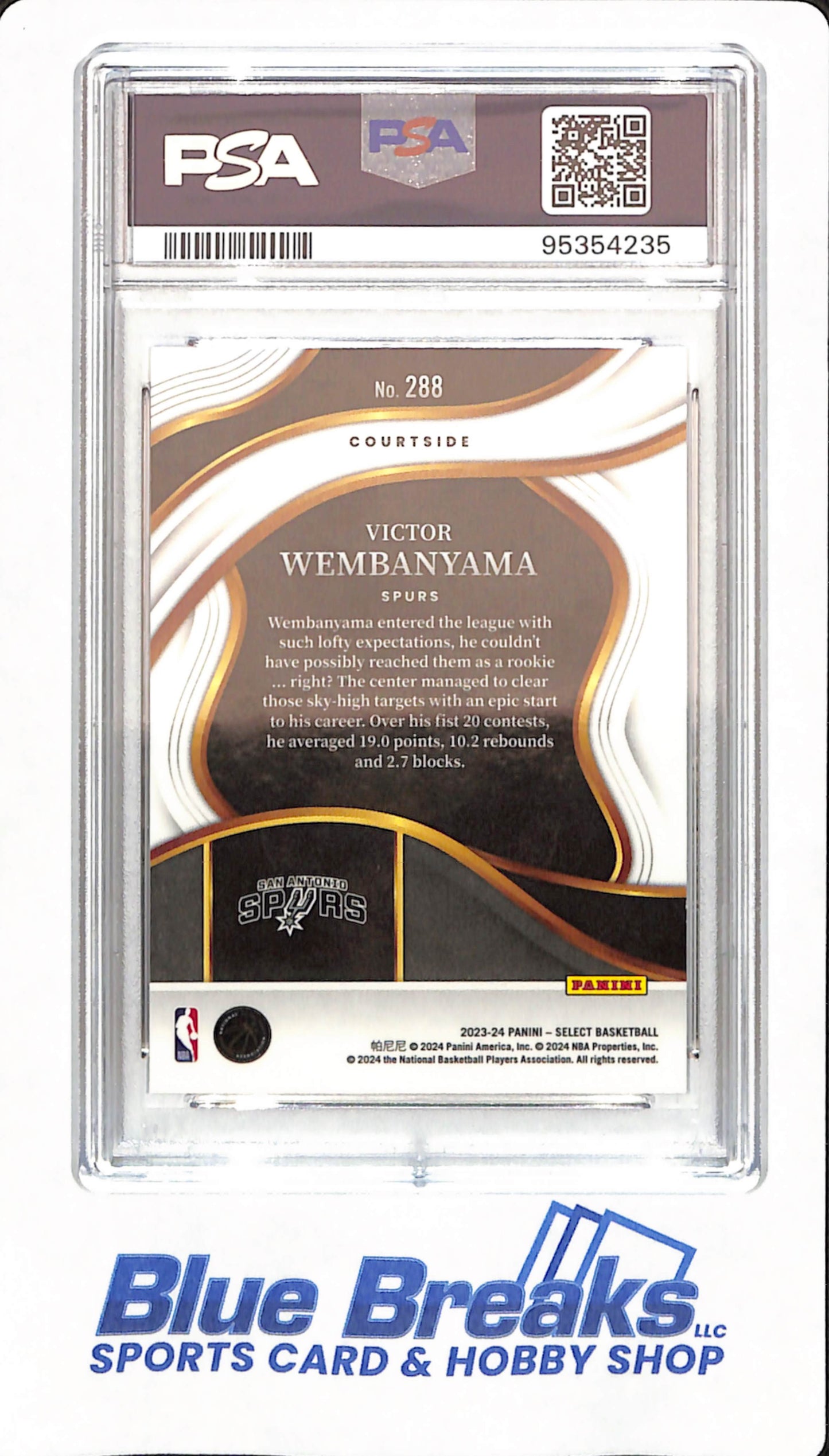 2023 Select - Victor Wembanyama - #288 - Blue - Basketball - San Antonio Spurs - PSA 10