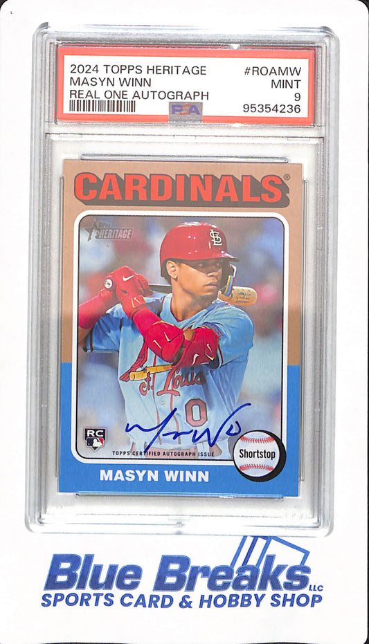 2024 Topps Heritage - Masyn Winn- St Louis Cardinals - #ROAMW - Baseball - Real One Autograph - PSA 9