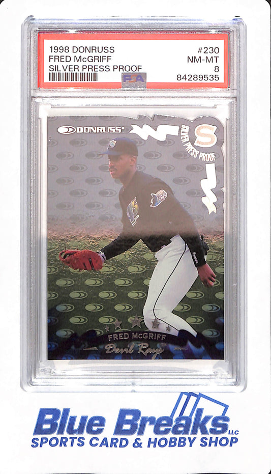 1998 Donruss - Fred McGriff - Tampa Bay Rays - Baseball - # 230 - Silver Press Proof - 1 of 1550 - PSA 8