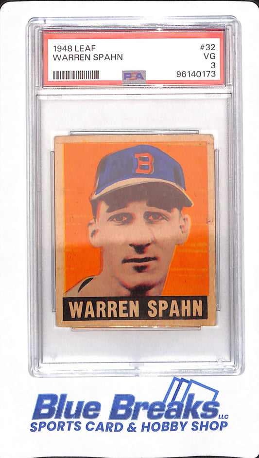 1948 Leaf - Warren Spahn - # 32 - Baseball - PSA 3 - Boston Braves